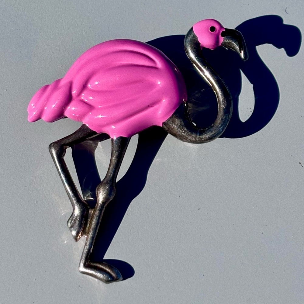 Vintage Best Brand Pink Flamingo Brooch or Pendant!